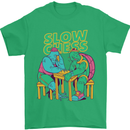 Slow Chess Funny Tortoise & Cock Mens T-Shirt Cotton Gildan Irish Green