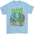Slow Chess Funny Tortoise & Cock Mens T-Shirt Cotton Gildan Light Blue