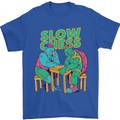 Slow Chess Funny Tortoise & Cock Mens T-Shirt Cotton Gildan Royal Blue