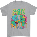 Slow Chess Funny Tortoise & Cock Mens T-Shirt Cotton Gildan Sports Grey