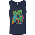 Slow Chess Funny Tortoise & Cock Mens Vest Tank Top Navy Blue