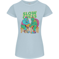 Slow Chess Funny Tortoise & Cock Womens Petite Cut T-Shirt Light Blue