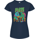 Slow Chess Funny Tortoise & Cock Womens Petite Cut T-Shirt Navy Blue