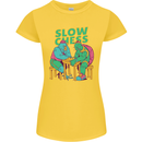 Slow Chess Funny Tortoise & Cock Womens Petite Cut T-Shirt Yellow