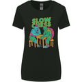 Slow Chess Funny Tortoise & Cock Womens Wider Cut T-Shirt Black