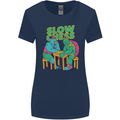 Slow Chess Funny Tortoise & Cock Womens Wider Cut T-Shirt Navy Blue