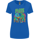 Slow Chess Funny Tortoise & Cock Womens Wider Cut T-Shirt Royal Blue