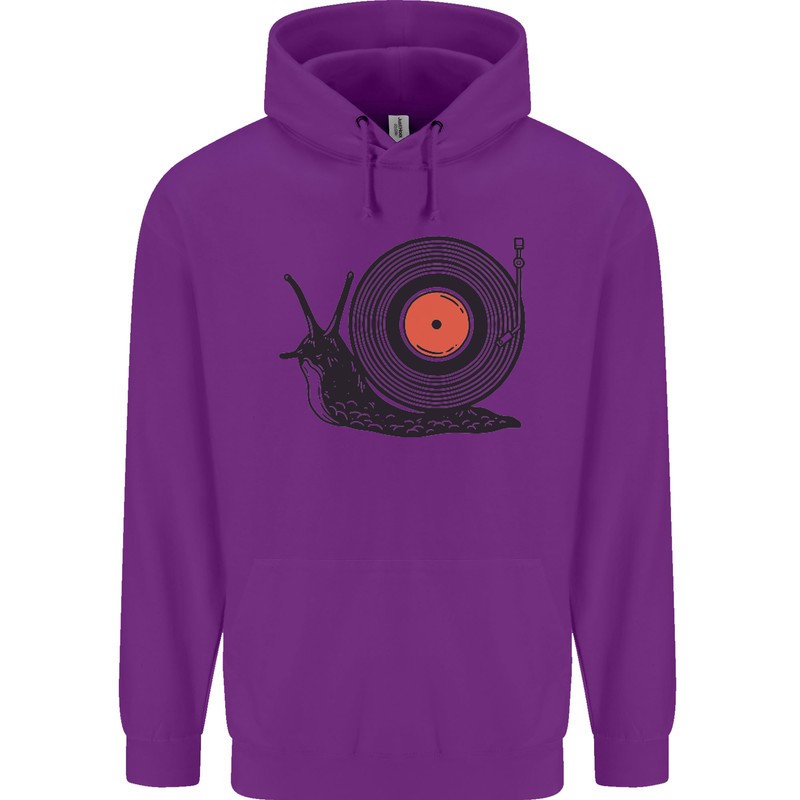 Slug Decks with Vinyl LP DJ DJing Turntable Childrens Kids Hoodie Purple