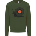 Slug Decks with Vinyl LP DJ DJing Turntable Kids Sweatshirt Jumper Forest Green