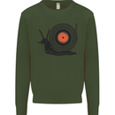 Slug Decks with Vinyl LP DJ DJing Turntable Kids Sweatshirt Jumper Forest Green