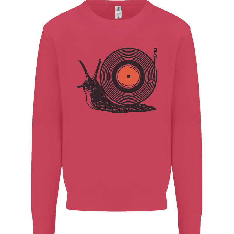 Slug Decks with Vinyl LP DJ DJing Turntable Kids Sweatshirt Jumper Heliconia