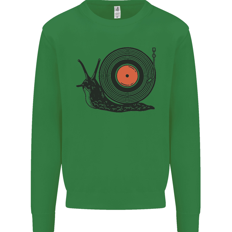 Slug Decks with Vinyl LP DJ DJing Turntable Kids Sweatshirt Jumper Irish Green