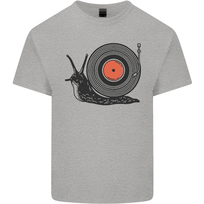 Slug Decks with Vinyl LP DJ DJing Turntable Kids T-Shirt Childrens Sports Grey