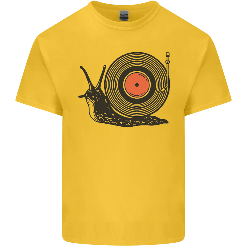 Slug Decks with Vinyl LP DJ DJing Turntable Kids T-Shirt Childrens Yellow