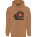 Slug Decks with Vinyl LP DJ DJing Turntable Mens 80% Cotton Hoodie Caramel Latte