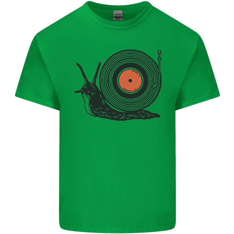 Slug Decks with Vinyl LP DJ DJing Turntable Mens Cotton T-Shirt Tee Top Irish Green