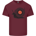 Slug Decks with Vinyl LP DJ DJing Turntable Mens Cotton T-Shirt Tee Top Maroon