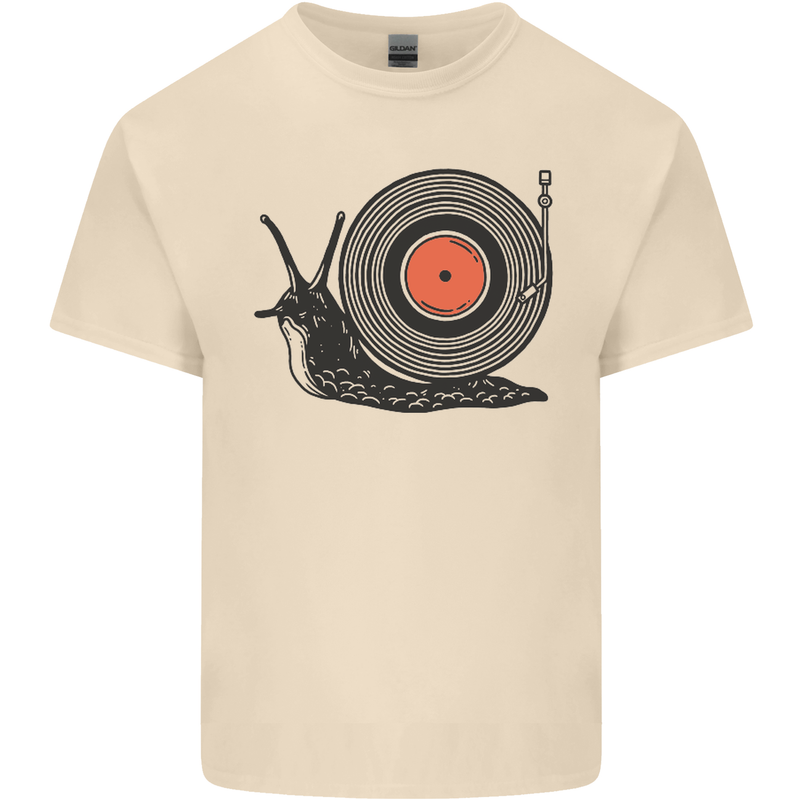 Slug Decks with Vinyl LP DJ DJing Turntable Mens Cotton T-Shirt Tee Top Natural