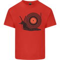 Slug Decks with Vinyl LP DJ DJing Turntable Mens Cotton T-Shirt Tee Top Red