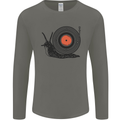 Slug Decks with Vinyl LP DJ DJing Turntable Mens Long Sleeve T-Shirt Charcoal