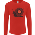 Slug Decks with Vinyl LP DJ DJing Turntable Mens Long Sleeve T-Shirt Red