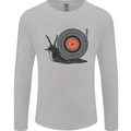 Slug Decks with Vinyl LP DJ DJing Turntable Mens Long Sleeve T-Shirt Sports Grey