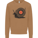 Slug Decks with Vinyl LP DJ DJing Turntable Mens Sweatshirt Jumper Caramel Latte
