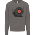 Slug Decks with Vinyl LP DJ DJing Turntable Mens Sweatshirt Jumper Charcoal