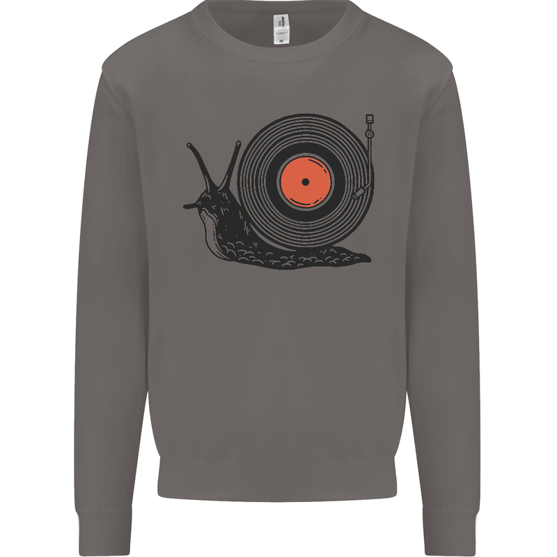 Slug Decks with Vinyl LP DJ DJing Turntable Mens Sweatshirt Jumper Charcoal