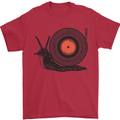 Slug Decks with Vinyl LP DJ DJing Turntable Mens T-Shirt Cotton Gildan Red