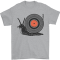 Slug Decks with Vinyl LP DJ DJing Turntable Mens T-Shirt Cotton Gildan Sports Grey