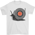 Slug Decks with Vinyl LP DJ DJing Turntable Mens T-Shirt Cotton Gildan White