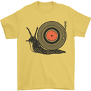 Slug Decks with Vinyl LP DJ DJing Turntable Mens T-Shirt Cotton Gildan Yellow