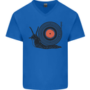 Slug Decks with Vinyl LP DJ DJing Turntable Mens V-Neck Cotton T-Shirt Royal Blue