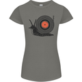 Slug Decks with Vinyl LP DJ DJing Turntable Womens Petite Cut T-Shirt Charcoal