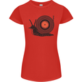 Slug Decks with Vinyl LP DJ DJing Turntable Womens Petite Cut T-Shirt Red