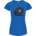 Slug Decks with Vinyl LP DJ DJing Turntable Womens Petite Cut T-Shirt Royal Blue
