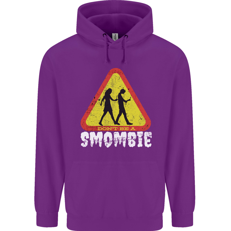 Smombie Antisocial Phone Addict Smartphone Childrens Kids Hoodie Purple