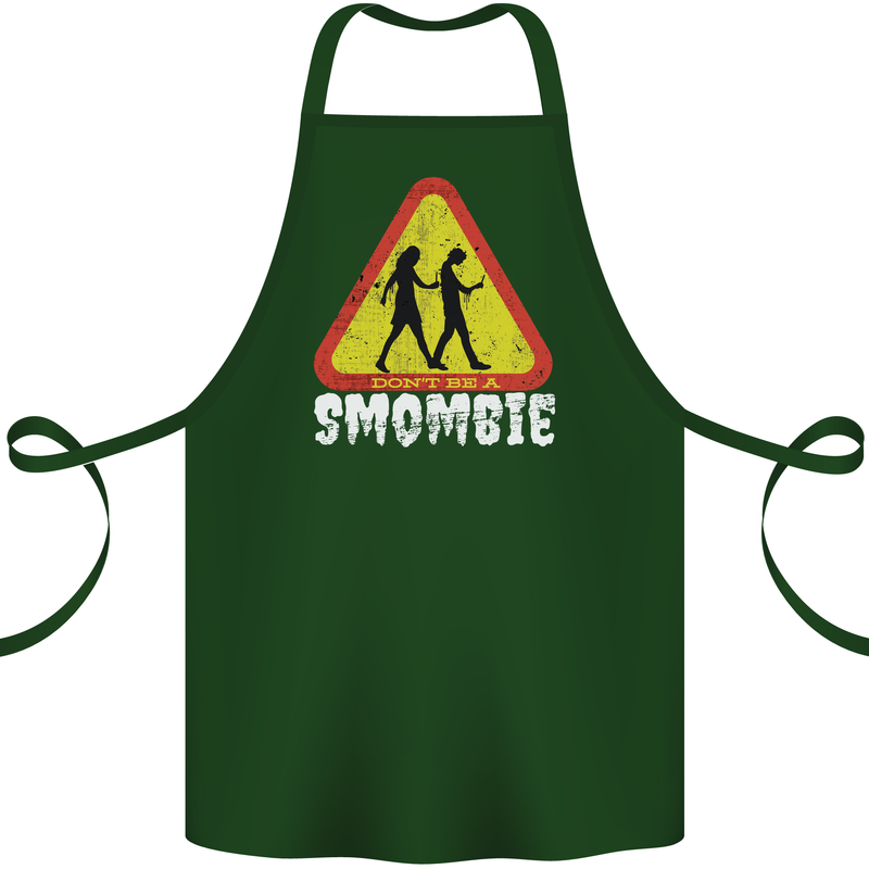 Smombie Antisocial Phone Addict Smartphone Cotton Apron 100% Organic Forest Green
