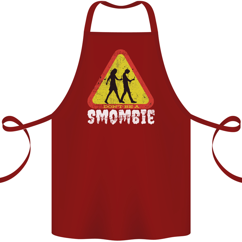 Smombie Antisocial Phone Addict Smartphone Cotton Apron 100% Organic Maroon