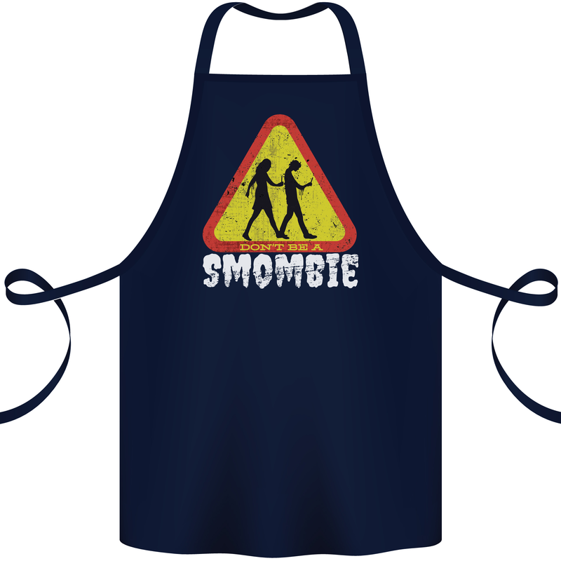 Smombie Antisocial Phone Addict Smartphone Cotton Apron 100% Organic Navy Blue
