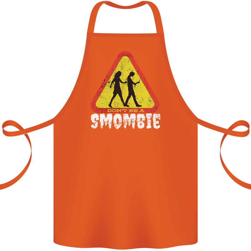 Smombie Antisocial Phone Addict Smartphone Cotton Apron 100% Organic Orange