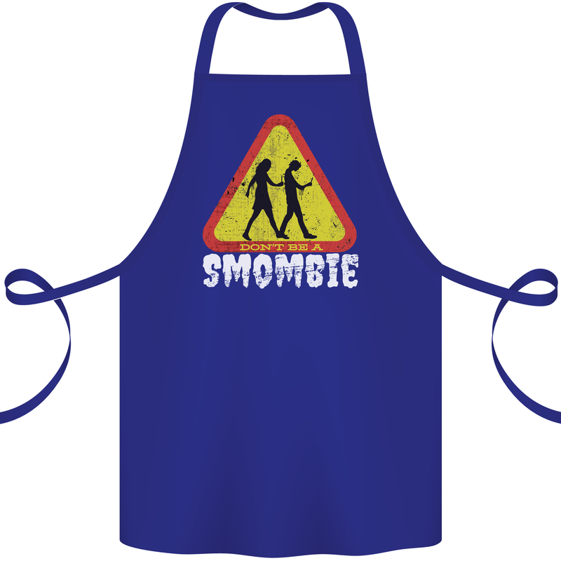 Smombie Antisocial Phone Addict Smartphone Cotton Apron 100% Organic Royal Blue