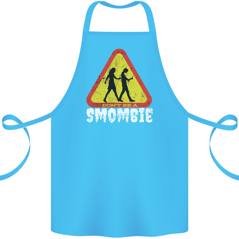 Smombie Antisocial Phone Addict Smartphone Cotton Apron 100% Organic Turquoise