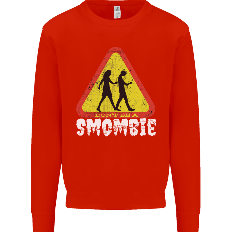 Smombie Antisocial Phone Addict Smartphone Kids Sweatshirt Jumper Bright Red