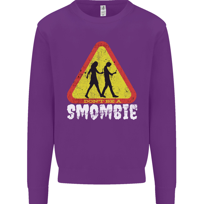 Smombie Antisocial Phone Addict Smartphone Kids Sweatshirt Jumper Purple
