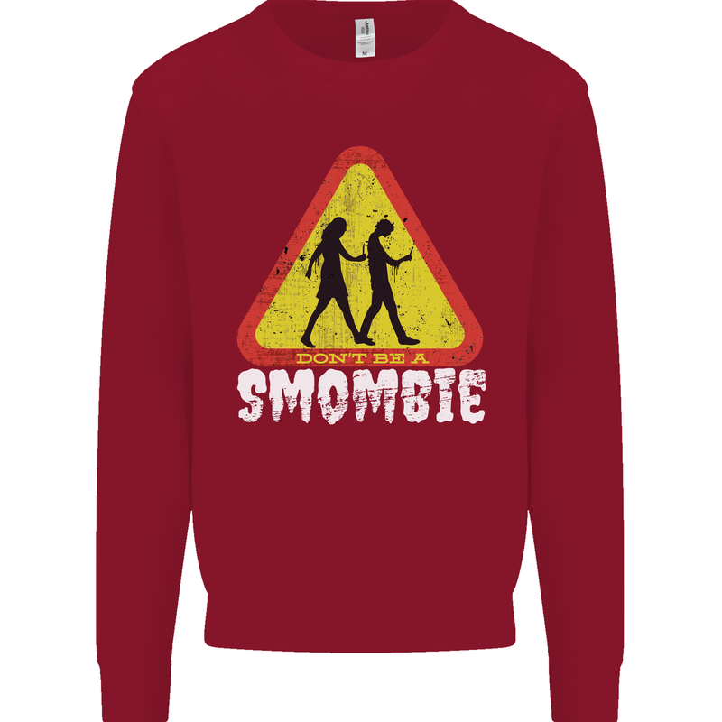 Smombie Antisocial Phone Addict Smartphone Kids Sweatshirt Jumper Red