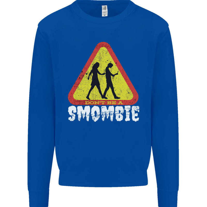 Smombie Antisocial Phone Addict Smartphone Kids Sweatshirt Jumper Royal Blue