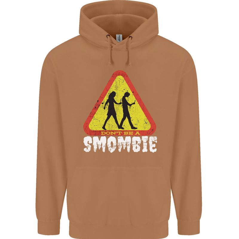 Smombie Antisocial Phone Addict Smartphone Mens 80% Cotton Hoodie Caramel Latte