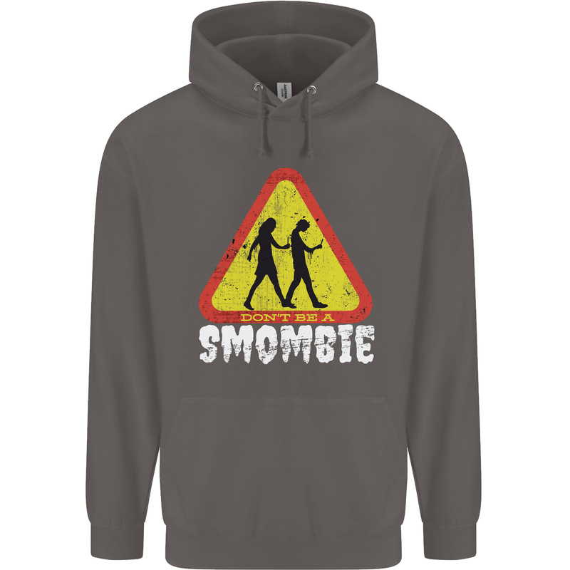 Smombie Antisocial Phone Addict Smartphone Mens 80% Cotton Hoodie Charcoal